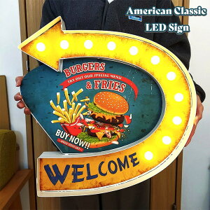 dŔ ^ AJ NVbN LED Sign no[K[ |eg  BURGERS & FRIES g Ǌ| Ɩ G TCCg WELCOME  傫 AeB[N t@[Xgt[h X C