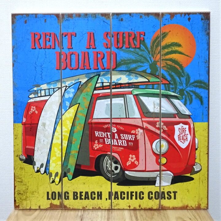 楽天市場】木製看板 ワーゲンバス ビーチ Pacific Coast 海 ウッド  
