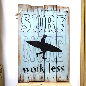 木製 看板 おしゃれ SURF MORE プレート ウッドボード ビーチ 海 サーファー アメリカン ビンテージ サーフィン レトロ ガレージ アンティーク 可愛い 壁掛け 飾り かわいい カフェ 店舗