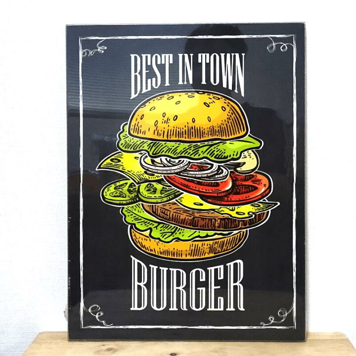 楽天市場】木製 看板 店舗用 BEST IN TOWN BURGER プレート 