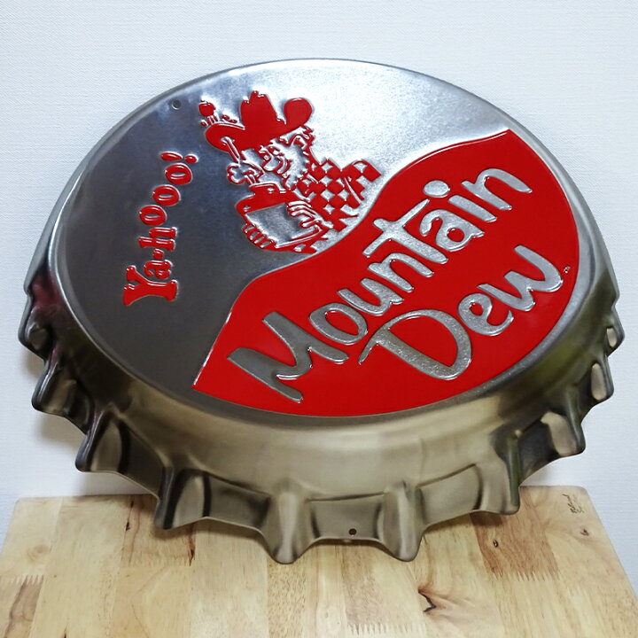 楽天市場 ブリキ看板 マウンテンデュー ボトルキャップ アンティーク ガレージ グリーン ロゴ 目立つ プレート 壁飾り 正規ライセンス品 アメリカン 雑貨 インテリア おしゃれ 可愛い サーファー カフェ 店舗 Zippoタバコケース 喫煙具のハヤミ