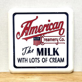 壁掛け 看板 かわいい ウォールデコ American MILK ホーロー風 メタルサインプレート おしゃれ ホワイト ビンテージ かっこいい インテリア ディスプレイ アメリカン ブリキ 雑貨 レトロ ガレージ お店 ヴィンテージ カフェ バー 店舗