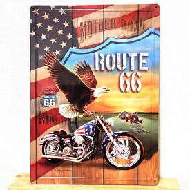 ブリキ看板 ルート66 かっこいい アメリカンバイク アンティーク ROUTE 66 ビンテージ ガレージ プレート おしゃれ 壁飾り US アメリカン 雑貨 ヴィンテージ インテリア カフェ 店舗