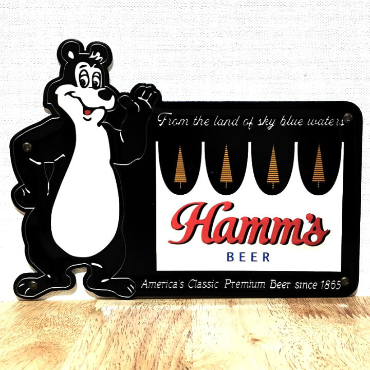 楽天市場】ブリキ看板 ハムズ ビール キャラクター ミニエンボスメタル 