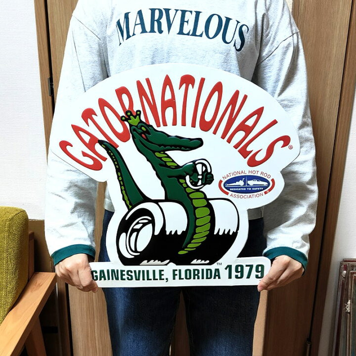 楽天市場】ブリキ看板 エンボスメタルサイン NHRA Gator Nationls ロゴ 