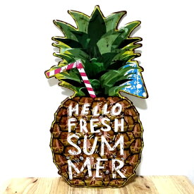 ブリキ看板 可愛い ビンテージ Pineapple Summer パイナップル ジュース アンティーク ガレージ プレート 壁飾り アメリカン 雑貨 インテリア おしゃれ かわいい サーファー カフェ 店舗