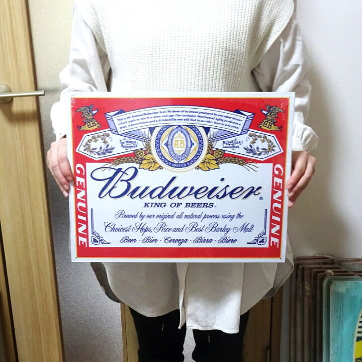 楽天市場】ブリキ看板 バドワイザー BUDWEISER メタルサイン ビール 