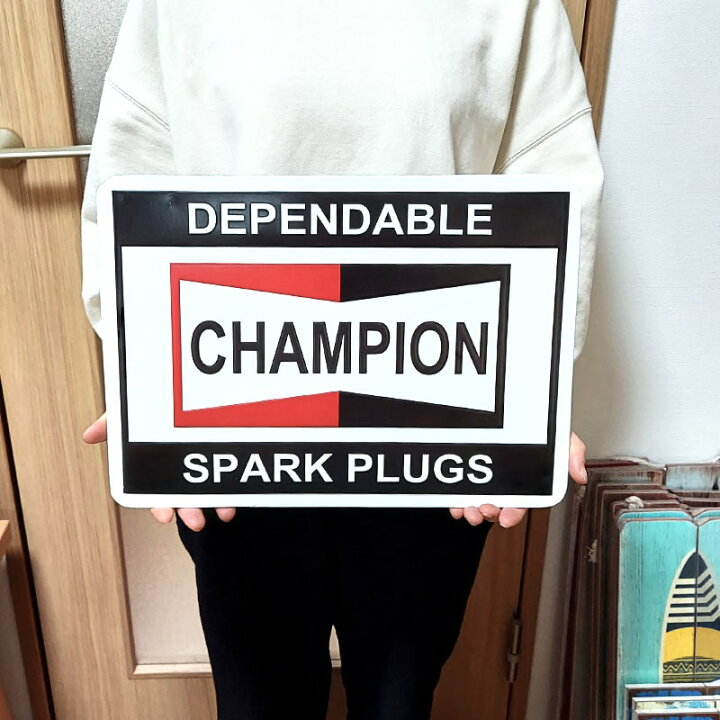 楽天市場】ブリキ看板 エンボスメタルサイン CHAMPION アメリカン 