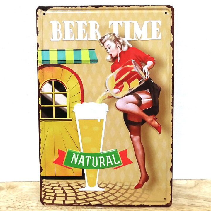 楽天市場 ブリキ看板 ビンテージ セクシー Beer Time アンティーク ガレージ かわいい プレート 壁飾り ビール アメリカン 雑貨 インテリア おしゃれ 可愛い サーファー カフェ 店舗 Zippoタバコケース 喫煙具のハヤミ