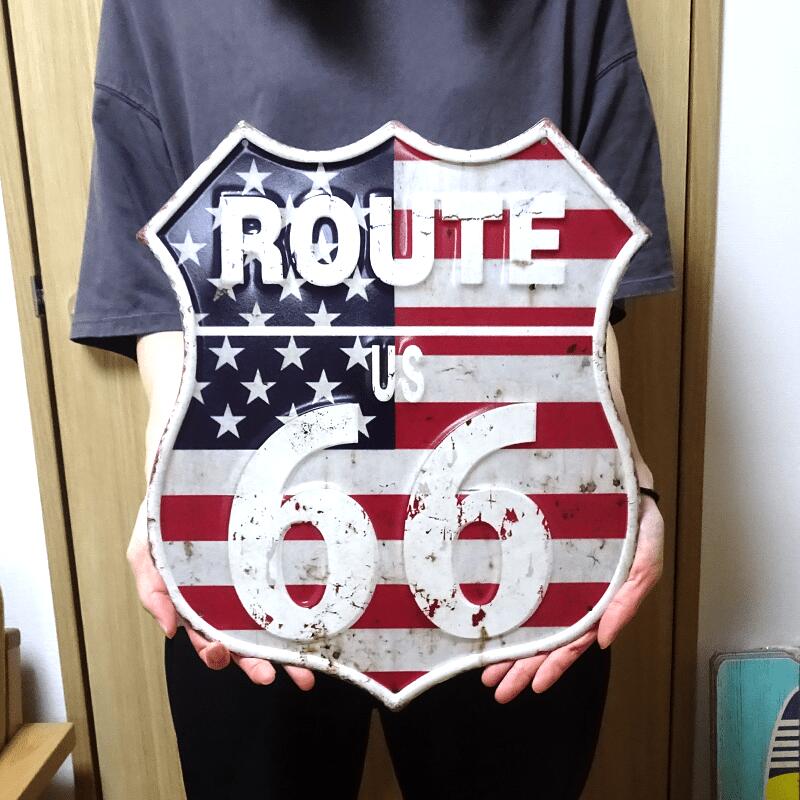 ルート66（Route 66）　アメリカン雑貨　国旗　ブリキ看板