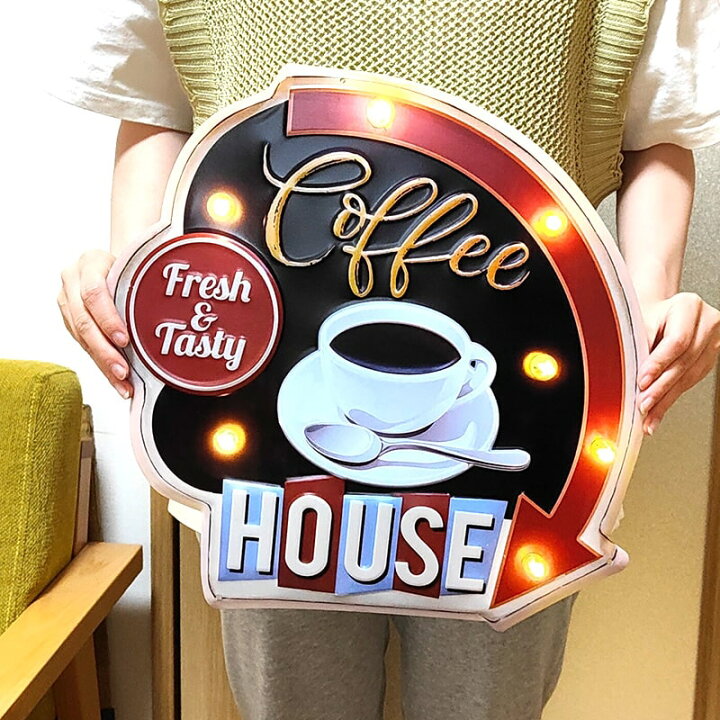 楽天市場】ブリキ看板 Coffee HOUSE エンボスプレート コーヒー 