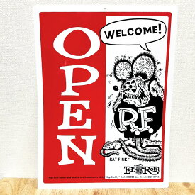 メッセージボード OPEN & CLOSED 縦型 サインボード Rat Fink プレート オープン クローズ ガレージ ラットフィンク 壁飾り 両面 アメリカン キャラクター ディスプレイ 雑貨 インテリア お店 カフェ バー 店舗