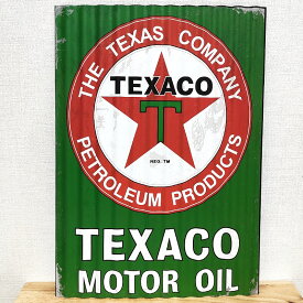 ブリキ看板 TEXACO ロゴ アンティーク メタルサイン ガレージ トタン板 壁飾り かっこいい テキサコ アメリカン 雑貨 グリーン インテリア ビンテージ おしゃれ バー カフェ 店舗