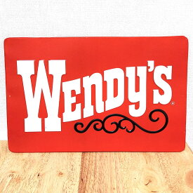 ブリキ看板 Wendy's OLD RED エンボスメタルサイン アメリカン ウェンディーズ ロゴ ビンテージ 壁掛け プレート レッド 壁飾り 雑貨 おしゃれ アンティーク かわいい 赤 カフェ レストラン バー 店舗