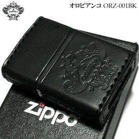 ZIPPO オロビアンコ ジッポ ライター Orobinco 本牛革巻き ブランド 黒 レザー ブラック 皮 型押し ロゴ イタリア かっこいい おしゃれ ミラノ ギフト プレゼント 動画あり