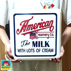 ブリキ看板 壁掛け おしゃれ ウォールデコ ホーロー風 メタルサインプレート American MILK ホワイト ビンテージ かっこいい インテリア ディスプレイ アメリカン 雑貨 可愛い レトロ ガレージ ヴィンテージ カフェ バー 店舗 お店