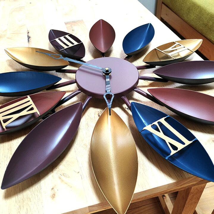 楽天市場】掛時計 Leaf レトロ おしゃれ 大きい デコラティブウォール 