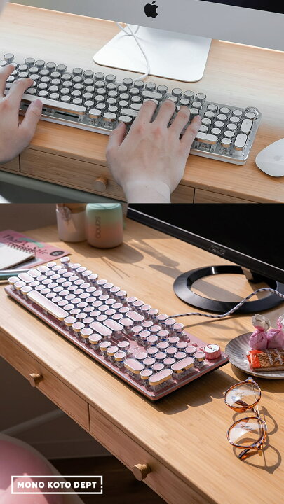 楽天市場 キーボード Led メカニカルキーボード 有線 おしゃれ おしゃれ カワイイ カッコイイ ゲーミング タイプライター風 明るさ調整 Mono Koto Dept