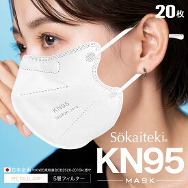 ＼限定価格は8/5まで／ KN95マスク N95マスク N95同等 マスク 20枚 1箱 KN95 不織布マスク 立体マスク 不織布 立体 5層 3d 平ゴム 耳が痛くならない カラー 花粉対策 Sokaiteki 米国N95同等規格 送料無料 ss