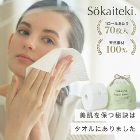 Sokaiteki 【70枚入 12個セット】 フェイシャルタオル 使い捨てタオル フェイスタオル ロール型 コンパクト 洗顔 化粧 メイク落とし クレンジング コットン 手拭き クレンジングタオル 摩擦レス 敏感肌 肌荒れ対策 ソウカイテキ マスク 【7日間製品保証】