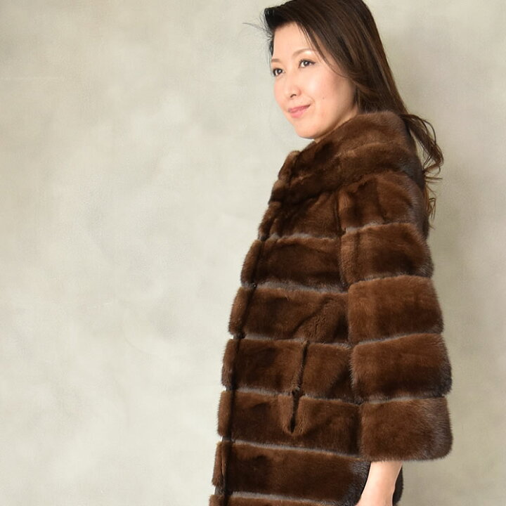 楽天市場】【28h 20％OFFクーポン】SAGA ブラウン ミンク コート 毛皮 