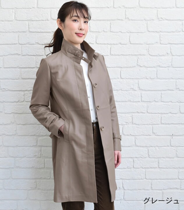 楽天市場】本革 ラム レザー スタンドカラー コート [Merfirge]レザー 