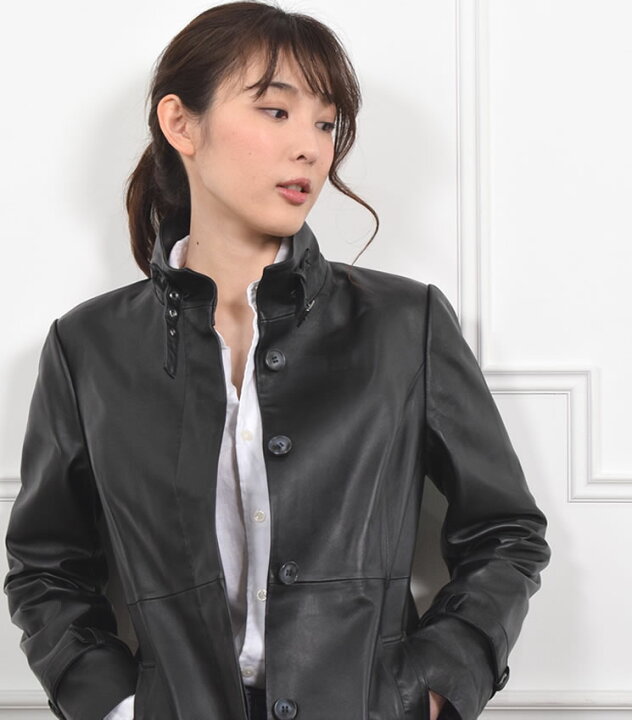 楽天市場】本革 ラム レザー スタンドカラー コート [Merfirge]レザー 