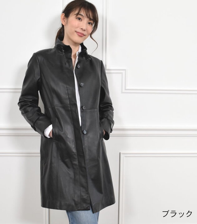 楽天市場】本革 ラム レザー スタンドカラー コート [Merfirge]レザー 