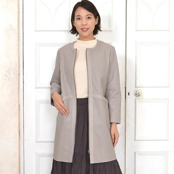楽天市場】本革 ラム レザー パンチング ノーカラー コート [Merfirge 