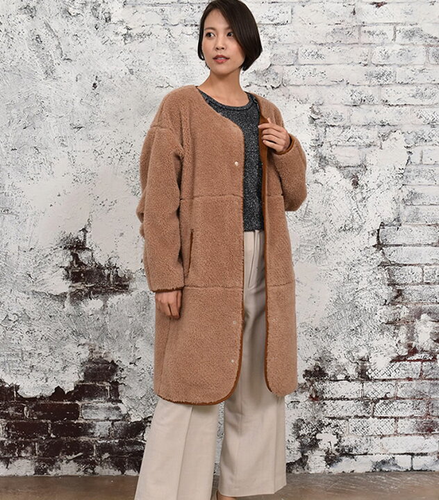 楽天市場】【25％OFFクーポン】[Merfirge]ウール ボア ノーカラー 