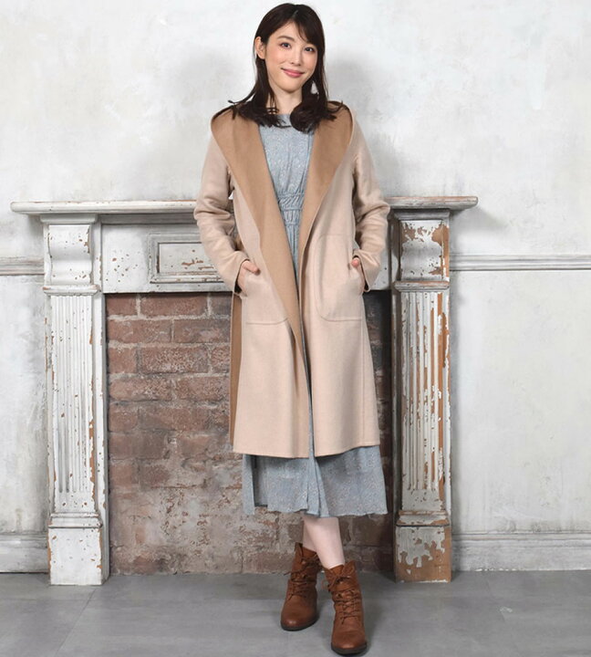 楽天市場】フーデットコート[Merfirge] ウール混 ダブル フェイス  