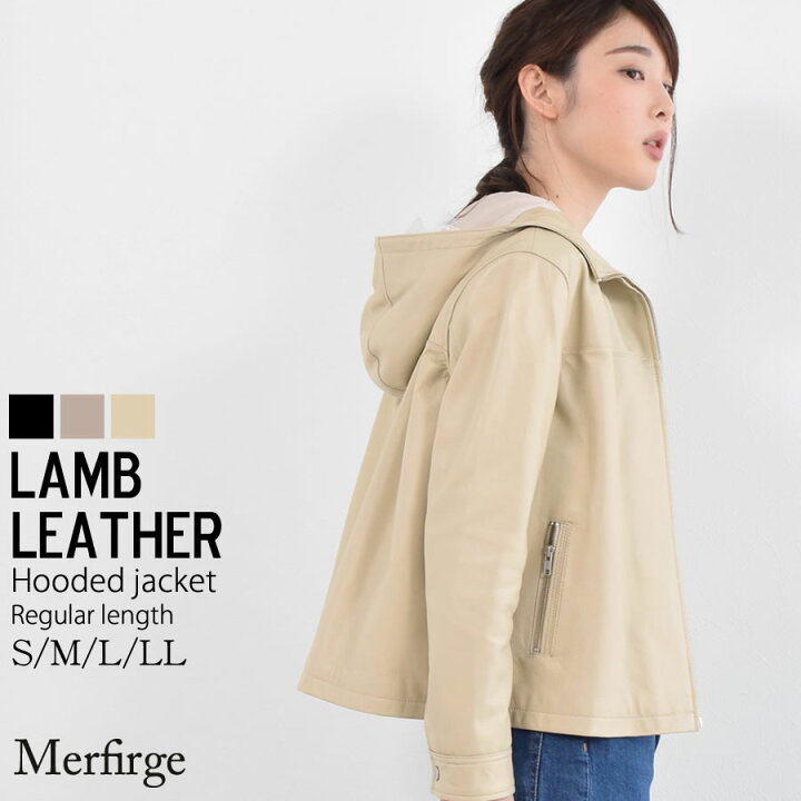 楽天市場】ラム レザー ジャケット フード付 レザージャケット 