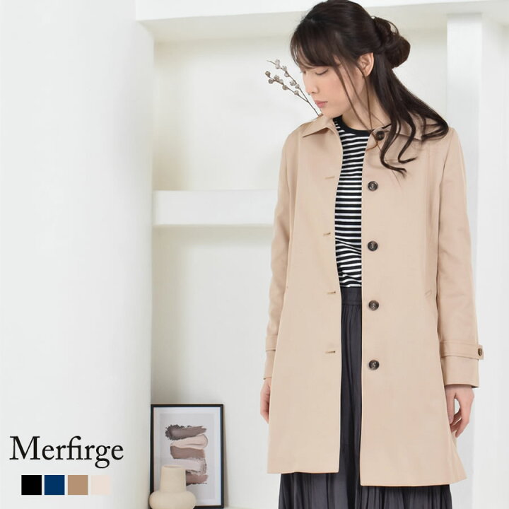 28h限定20 OFFクーポン ステンカラーコート Merfirge 裏地 チェック柄 花粉対策・弱撥水加工 シンプル きれいめ レディース ビジネス 通勤 フォーマル アウター 入園式 入学式 就活 弱はっ水 春 秋 冬 プレゼント ギフト lc3169 Hayashiguchi