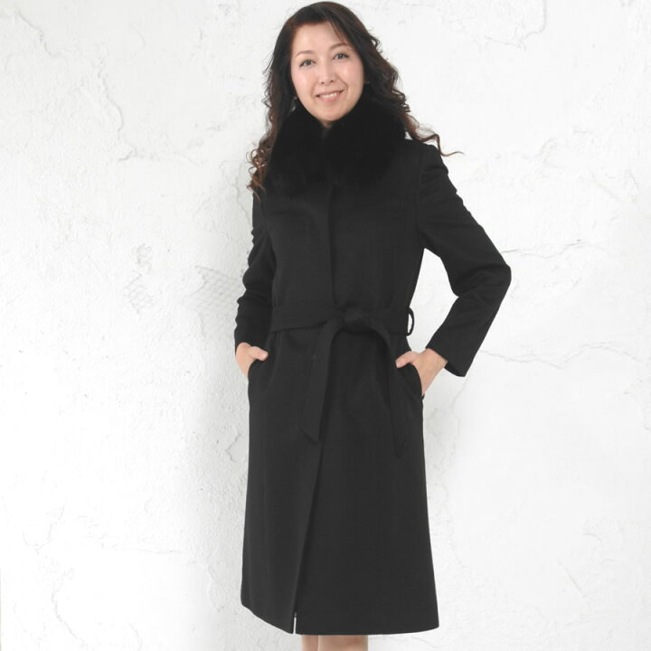 楽天市場】カシミヤコート カシミア 100％ コートフォックス トリム  