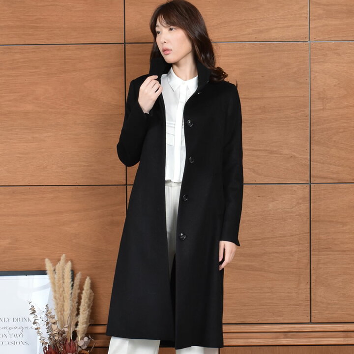楽天市場】スタンドカラー カシミヤ & ウール コート カシミア 
