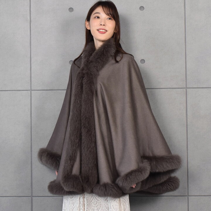 楽天市場】ケープ 日本製 カシミヤ100% 大判ケープ フォックス 
