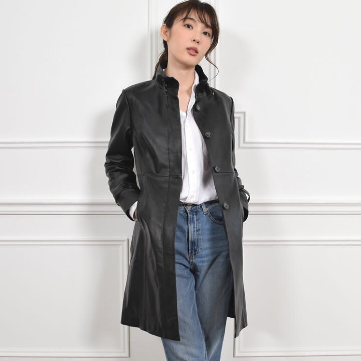 楽天市場】本革 ラム レザー スタンドカラー コート [Merfirge]レザー 