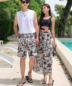 レデ みずぎ 小胸 タンキニ 体型カバー 4点セット オシャレ ペア水着 韓国風 ビキニ 大人 サーフパンツ ミズギ パッド付き 水着