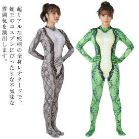 伸縮性 弾力 干支面白い 2025年 へび 巳年 着ぐるみ 連体服 ヘビ柄 コスチューム ハロウィン 仮装 動物 大人用 全身タイツ