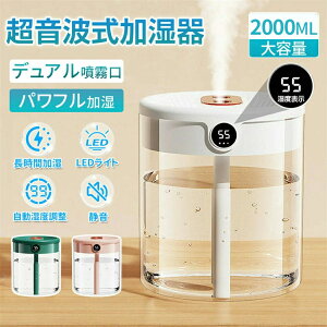 リ オフィス 乾燥対策 省エネ 静音 湿度表示 自動湿度調整 上部給水 次亜塩素酸水対応 小型 2L 卓上 空気清浄機 大容量 超音波式