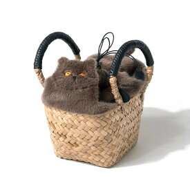 AIM医学研究支援PJ実施中｜ ねこモチーフ かごバッグ ファー【Minetpluche ミネットプリシュ｜HAYNI ヘイニ】巾着 トートバッグ ハンドバッグ ファーバッグ 軽量 ネコ 猫 ねこグッズ レディース 大人 軽い おしゃれ かわいい 可愛い
