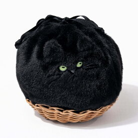 20%オフクーポン11/28(9:59)迄 AIM医学研究支援PJ実施中｜猫 ねこ モチーフ ショルダーバッグ ファーバッグ【minetpanifur ミネットパニファー｜HAYNI ヘイニ 】 巾着 かごバッグ ふわふわ ネコ グッズ レディース 軽い 軽量 かわいい おしゃれ かご ナチュラル 籠 猫好き