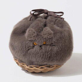 AIM医学研究支援PJ実施中｜猫 ねこ モチーフ ショルダーバッグ ファーバッグ【minetpanifur ミネットパニファー｜HAYNI ヘイニ 】 巾着 かごバッグ ふわふわ ネコ グッズ レディース 軽い 軽量 かわいい おしゃれ かご ナチュラル 籠