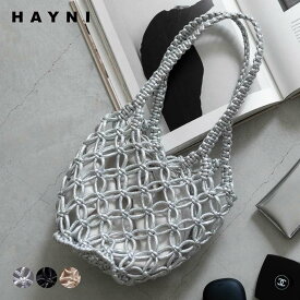 かごバッグ 巾着付き トートバッグ レディース【Luminossa ルミノサ｜HAYNI ヘイニ】ハンドバッグ メタリックコード編み ナイロン クロシェバッグ 小さめ 小さい 大人 おしゃれ かわいい シンプル カジュアル 軽い 軽量 トート 春 夏 バッグ シルバー ゴールド 黒 ブランド