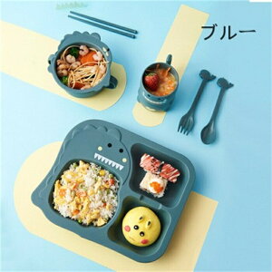 【時間限定全品10%OFF】子ども用食器 送料無料 キッズプレート 6点セット ベビー食器 麦わら PP 子ども 子供用品 仕切り付きプレート 食器 皿 軽量 離乳食 食器セット かわいい 出産祝い