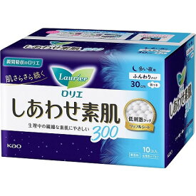 ロリエ　しあわせ素肌　ふんわりタイプ　多い夜用　羽つき　300　【10個】(花王)【生理用品/ナプキン】