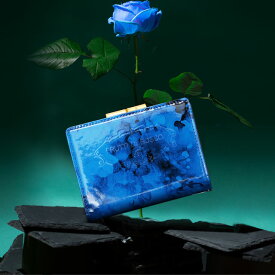 【FRUTTI】Elmo Alice（エルモ アリス）Blue Rose（ブルーローズ） 財布 レディース 二つ折 二つ折り 花柄 青 エナメル