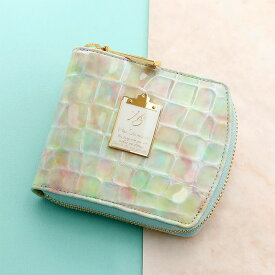 【HerSchedule】チェレットbillfold（二つ折りウォレット）シリーズ　虹色の雲をイメージした特別なエナメルレザー　over the rainbow（オーバーザレインボー）　二つ折りラウンドファスナーウォレット　（ハースケジュール）春財布　ブランド　本革　378-2043　379-2033