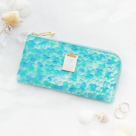 【HerSchedule】長財布　レディース　chelletチェレット　Beautiful Island（ビューティフルアイランド）薄手のロングウォレット　エナメル革　財布　春財布　L字　ブランド　本革　薄い　l字ファスナー　薄型　 コンパクト　軽い　エメラルド　ハースケジュール379-2007