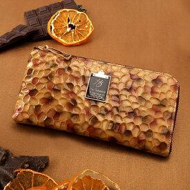 【HerSchedule】長財布　レディース　チェレット Chocolat orange（ショコラオランジュ）薄手のロングウォレット　エナメル革　財布　春財布　L字財布　ブランド　本革　薄い　l字ファスナー　薄型　 コンパクト　軽い　茶色　ブラウン　牛革（ハースケジュール） 379-2013
